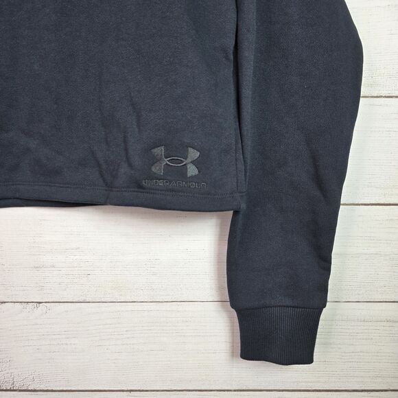 Under Armour Sweatshirt Womens Sz Small Black UA Terry Crop Crewneck Loose NWT - Picture 3 of 9